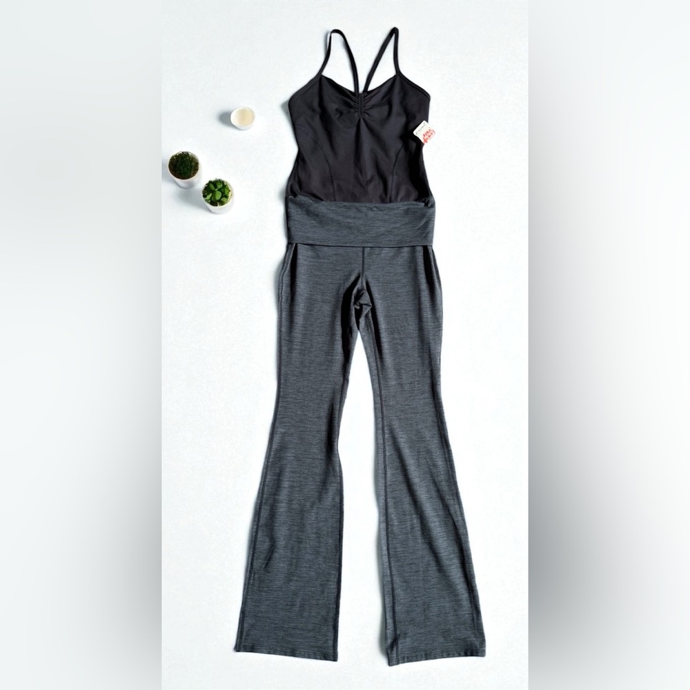 Free People One Piece Fitted Stretch Jumpsuit Workout Active Blue size M